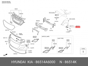 кронштейн бампера!\ Hyundai I30 15> 86514A6000 HYUNDAI
