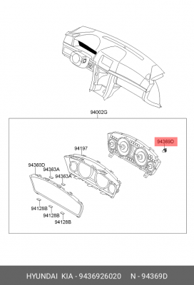 Лампа контрольная HYUNDAI Getz (02-) панели приборов OE 9436926020 HYUNDAI KIA