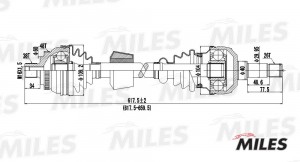 Привод в сборе левый (ABS) VW SHARAN/FORD GALAXY/SEAT ALHAMBRA 1.9D 95-00 МКПП ( GC01136 MILES