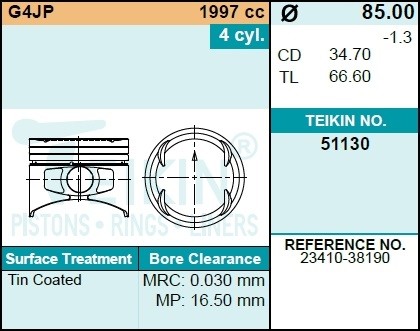 Поршень 51130STD 51130STD TEIKIN