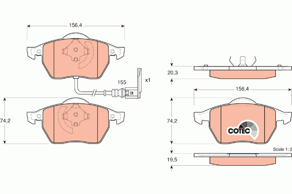 AUDI A3/TT COUPE, SKODA OCTAVIA ‘00~ON, V/W BEETLE GDB1403 TRW