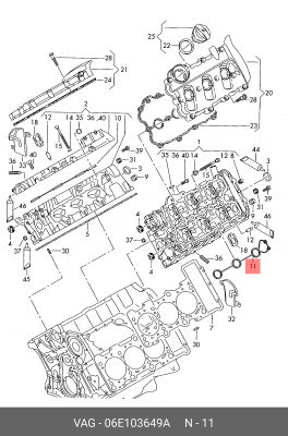 Прокладка AUDI A4,A6,A8 (05-) (2.4/3.2 FSI) свечного колодца OE 06E 103 649 A VAG