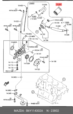 Фильтр масляный MAZDA 323 BG (89-94),B3 (1.3),B6 (1.6),BP (1.8),BA (94-98),BJ (9 B6Y1-14-302A MAZDA