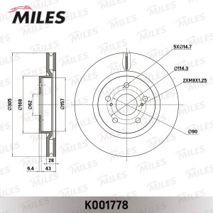 Диск тормозной передний TOYOTA CAMRY 16-/RAV 4 18- K001778 K001778 MILES