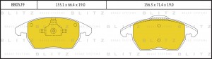 Колодки тормозные дисковые передние CITROEN C4 04-PEUGEOT 307 03- BB0529 BB0529 BLITZ