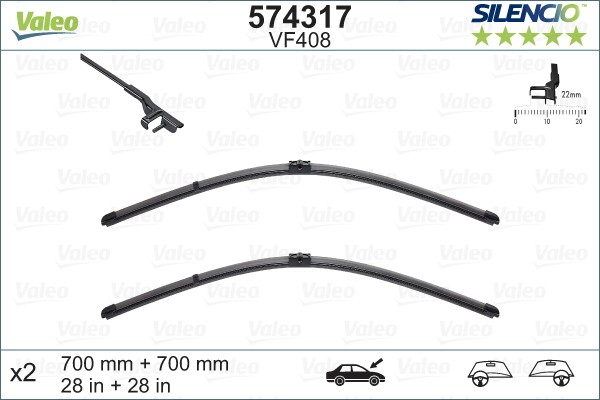 Щетка стеклоочистителя MERCEDES S (W221) (05-) CITROEN C6 (09-) 700/700мм компле 574317 VALEO PHC