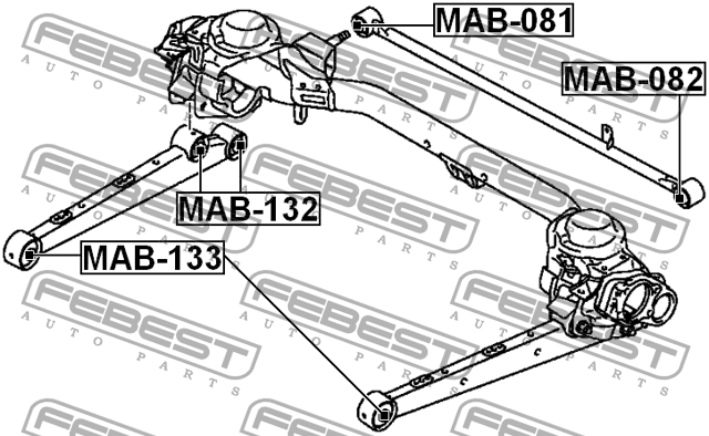 Сайлентблок задн прод тяги PEUGEOT ION MAB-133 MAB-133 FEBEST