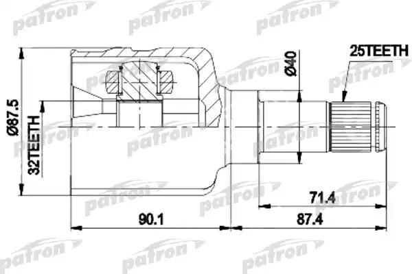 ШРУС внутренний CHRYSLER Voyager (95-01) левый комплект PATRON PCV9536 PATRON