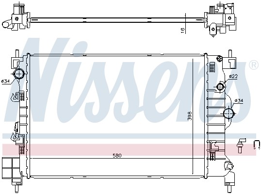 радиатор системы охлаждения!\ Chevrolet Aveo 1.6i 10> 61697 NISSENS