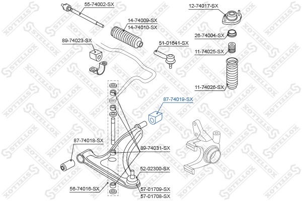 сайлентблок рычага задний  8774019SX 87-74019-SX STELLOX