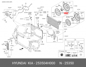 Кожух HYUNDAI Starex H-1 (07-) вентилятора охлаждения OE 253504H000 HYUNDAI KIA