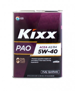 KIXX PAO А3/В4 5W40 4Л API SN ACEA A3, B4 MB 229.3 VW 502 00, 505 00 L211044TE1 KIXX