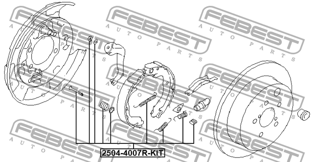 Ремкомплект монтажный для барабанных колодок 2504-4007R-KIT 2504-4007R-KIT FEBEST