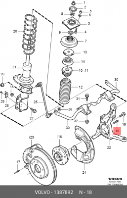 БОЛТ КРЕПЛЕНИЯ СТУПИЦЫ VOLVO 1387892 VOLVO