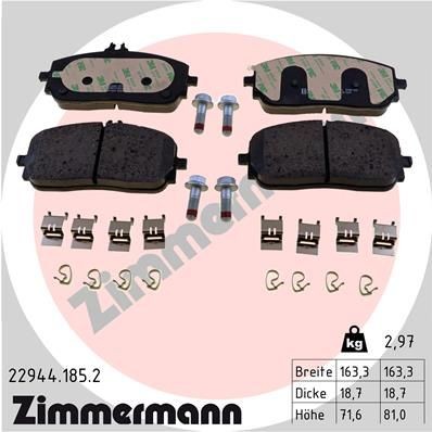 колодки дисковые !перед. 163x72x19 \ MB W177/V177/W247/C118/X118 18> 229441852 ZIMMERMANN