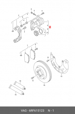 Суппорт VW Polo (11-) передний левый OE 6RF 615 123 VAG