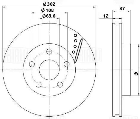 Диск торм. Geely Monjaro (22-)/Tugella (19-) задн. d=302 перф., слотир. (DF 1101 DF 1101S TRIALLI