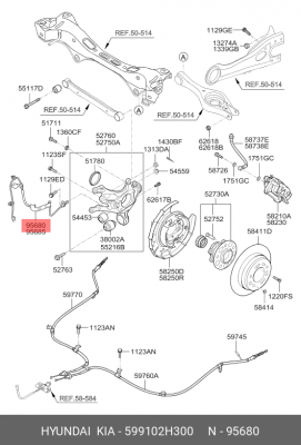 Датчик АБС HYUNDAI Elantra (06-),i30 (07-) колеса заднего левого OE 59910-2H300 HYUNDAI KIA