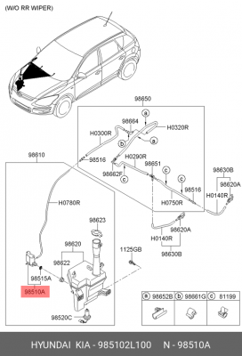 мотор стеклоомывателя\ Hyundai I30 1.6 GAMMA 985102L100 MOBIS