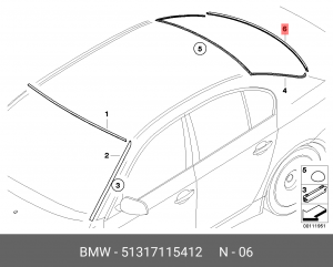 молдинг стекла заднего!\ BMW 51 31 7 115 412 BMW