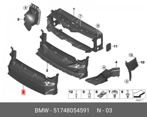 Воздуховод Нж !M-PAKET \BMW 4' F32, LCI, F33, F36 Gran Coupe, 51 74 8 054 591 BMW