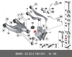 Болт с буртиком с шестигранной головкой !M14x120-10.9 \BMW 5' F07 GT, LCI, F10,  33 32 6 783 031 BMW
