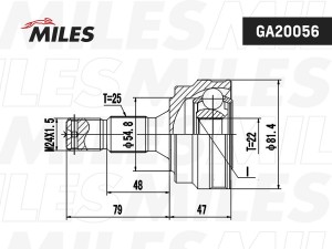 ШРУС наружный CITROEN BX/PEUGEOT 405 1.4-1.9D 85-94 (GSP 810001) GA20056 GA20056 MILES