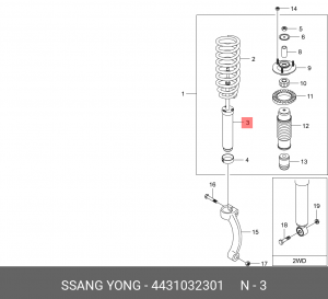 АМОРТИЗАТОР 44310-32301 4431032301 SSANG YONG