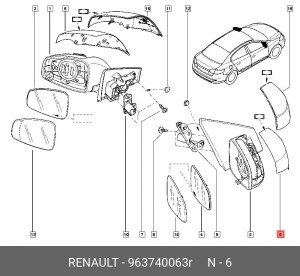 крышка зеркала прав.!\ Renault 963740063R RENAULT
