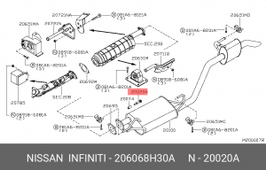 Болт с двухгранной головкой 20606-8H30A 20606-8H30A NISSAN