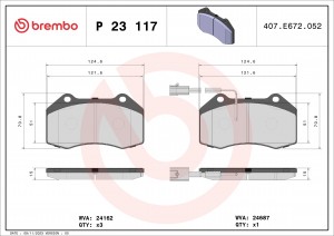 P23117 1112 13 !колодки дисковые п.\ Alfa Romeo Mito, Fiat Grand Punto 1.4i 08> P23117 BREMBO