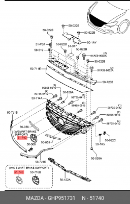 ЭМБЛЕМА ПЕРЕДНЯЯ  GHP951731 GHP9-51-731 MAZDA
