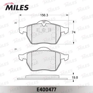 Колодки тормозные передние (Смесь Low-Metallic) OPEL ASTRA G 2.0/VECTRA B/ZAFIRA E400477 MILES