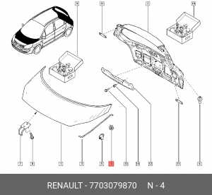 клипса капота!\ Renault 7703079870 RENAULT