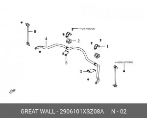 Втулка стабилизатора HAVAL H2 переднего OE 2906101XSZ08A GREAT WALL