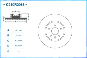 Тормозной диск передний C210R2086 C210R2086 CWORKS