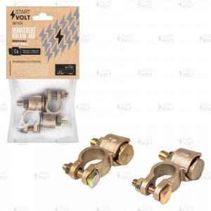 Клеммы АКБ в комплекте латунь, 8мм болт и гайка для проводов до 50мм кв. (SBT 02 SBT 024 START VOLT