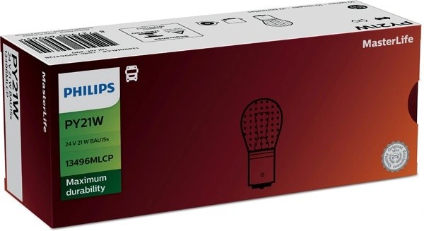 Лампа 24V PY21W BAU15s желтая Master Life PHILIPS 13496MLCP PHILIPS