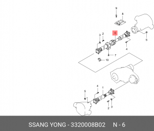 Вал карданный SSANGYONG Rexton (06-) (D27,E32) (P/TIME) задний (L=1223.1мм) OE 3320008B02 SSANG YONG
