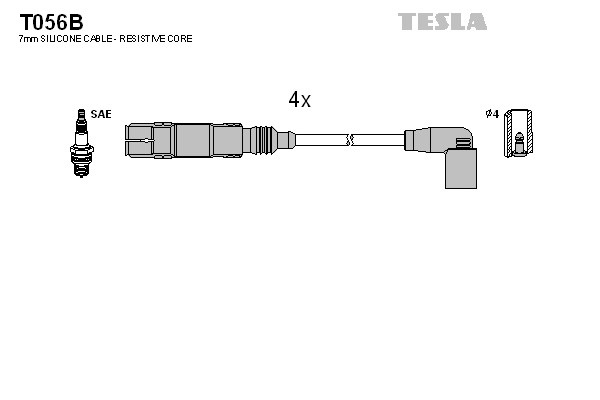 к-кт проводов!\ Audi A1/A3, VW Polo/Golf/Touran, Skoda Fabia/Rapid/Octavia 1.2TS T056B TESLA