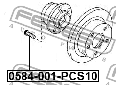Шпилька колесная MAZDA 3 BK (2003-2006) 0584-001-PCS10 0584-001-PCS10 FEBEST