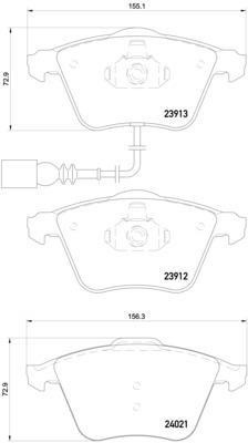P85129 колодки дисковые передние!\ Audi A3, VW Passat/Golf V 1.6-3.2i/1.9TDi 02> P85129 BREMBO