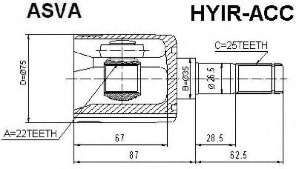ШРУС ВНУТРЕННИЙ ПРАВЫЙ 22x35x25 12 HYIRACC HYIR-ACC ASVA