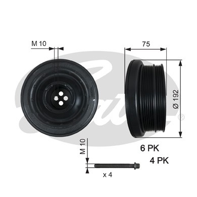 шкив коленвала!\ BMW E46/E87/E60/E91/E83 3.0D 03-12 TVD1050A GATES