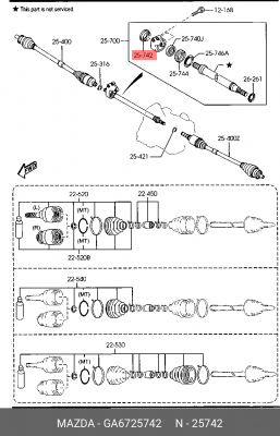 Сальник MAZDA 3 (06-) полуоси правый OE GA67-25-742 MAZDA