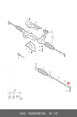 наконечник рулевой правый!\ VW Caddy 03>/Passat 05>/Touran 03> 1K0 423 812 K VAG
