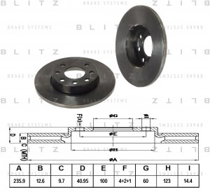 Диск тормозной передний OPEL Corsa/Ascona/Astra/Kadett/Vectra 79- BS0103 BS0103 BLITZ