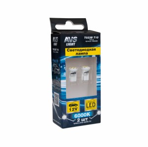 к-т ламп! светодиодных T023В Т10, белый (W2.1x9.5d) 8SMD 1210, блистер 2шт\ A80608S AVS