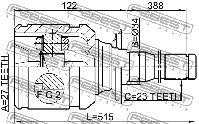 ШРУС 0111-ACA20RH 0111-ACA20RH FEBEST