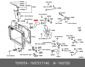 Патрубок системы охлаждения 16572-17140 16572-17140 TOYOTA